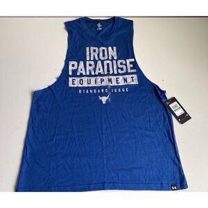 UNDER ARMOUR Project Rock Iron Muscle Tank Shirt Blue 1377290-471 Men’s Sz L NEW